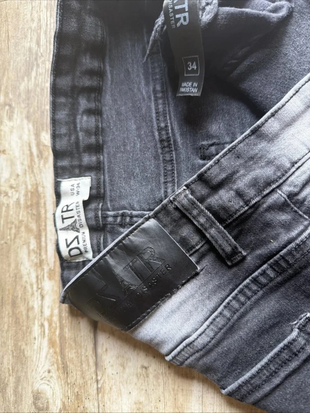 Premium Disaster DZTR Slim Fit Distressed Black Jeans Men’s 34x30